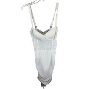 Heiress Beverly Hills White Bustier Ruched Mesh Sheer Mini Dress Size Small NEW